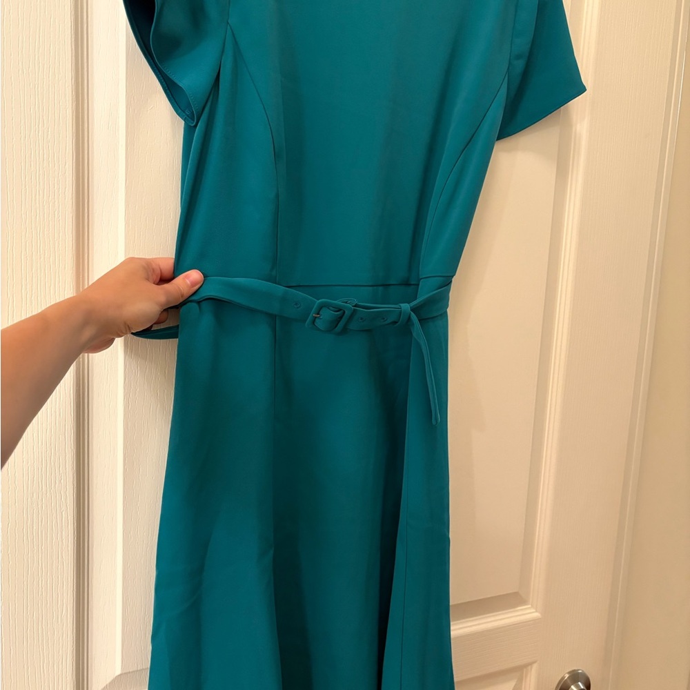 Ann Taylor Teal Midi Dress with Belt